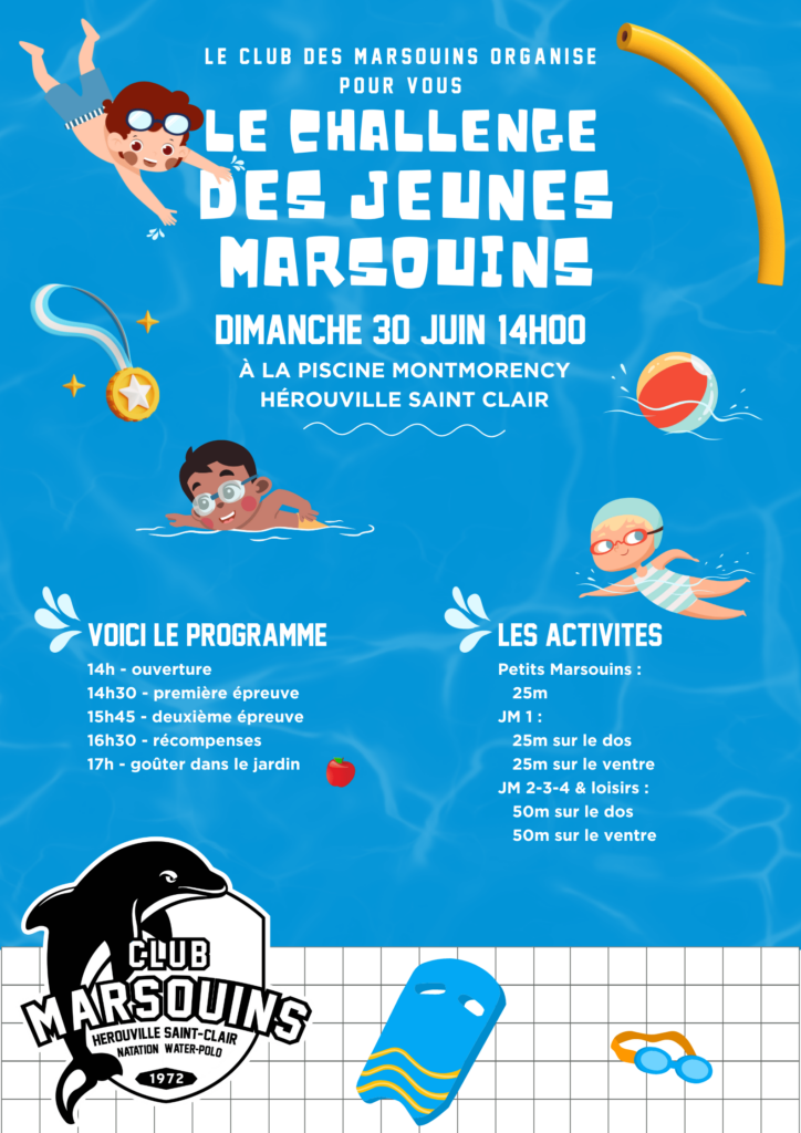 challenge de natation de l'école de natation du club des Marsouins à Hérouville Saint Clair le 30 juin 2024