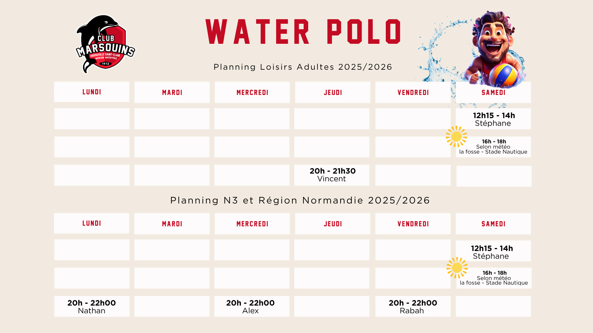 planning club des marsouins hérouville